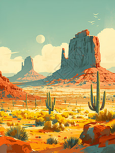 大漠风景沉默的大漠插画