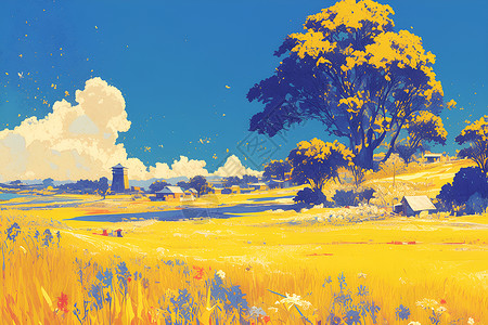 梦幻的黄色山野背景图片