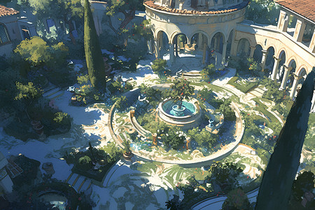 梦幻的庭院建筑（广告传媒）背景图片