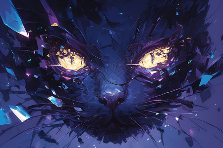 迷幻紫蓝交织的猫背景图片