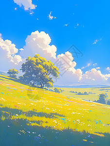 阳光照耀的广阔草地背景图片