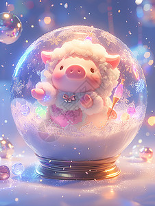 水晶球里的小猪背景图片