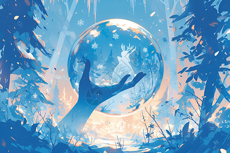 森林里的水晶球背景图片