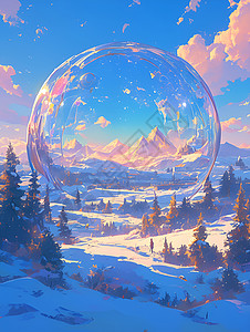 蓝天下的水晶球背景图片