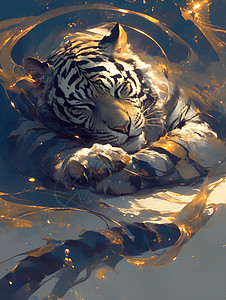 睡觉的老虎背景图片