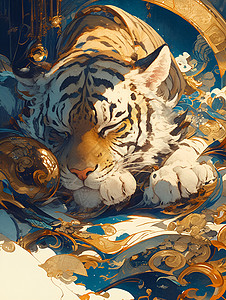 睡觉的老虎背景图片