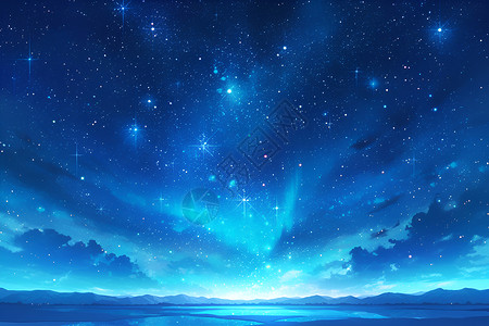 湖水上的星辰背景图片