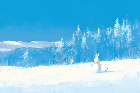 雪地上的雪人背景图片