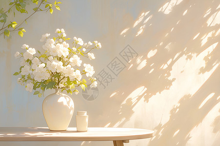 阳光下的白玉花瓶高清图片