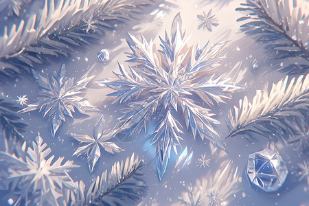 冰水冰块的白色白色的雪花插画