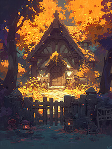 林中的房屋背景图片