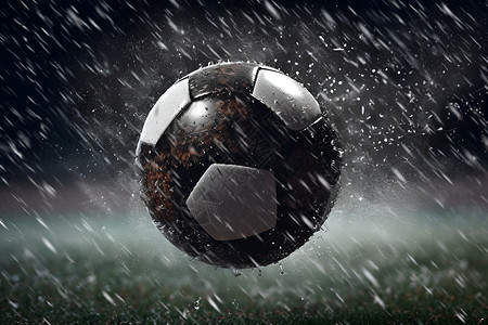 雨水中的足球背景图片