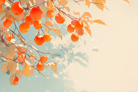 阳光果树阳光下的果树插画