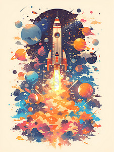 星球间的火箭背景图片