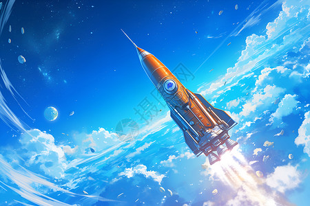 飞出大气层的航天火箭高清图片