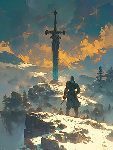 巨鹱山顶的巨剑插画