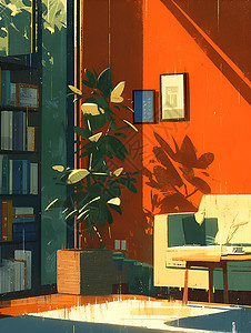 阳光里的客厅沙发背景图片