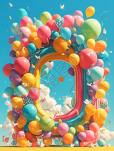 彩虹彩带彩虹气球中的字母插画