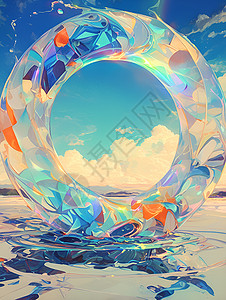 水面的彩虹圆环背景图片