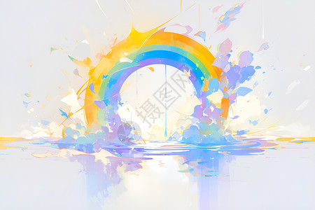 彩色圆环效果水面漂浮的彩环插画