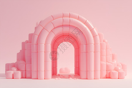 粉色充气城堡背景图片