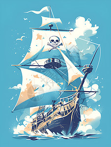 海上行驶的海盗船背景图片