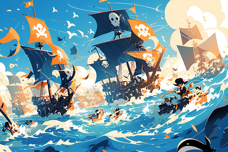 探险的海盗船背景图片