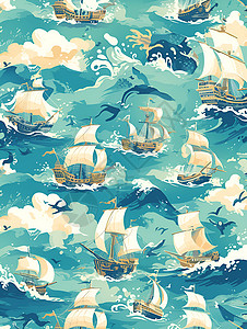 冒险的海盗船背景图片