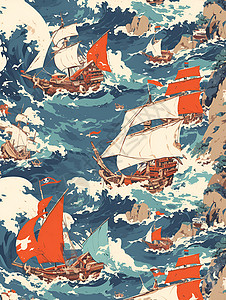 航行的海盗船背景图片