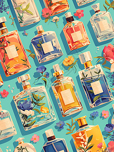 香水各异的瓶子背景图片
