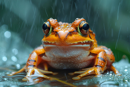 雨中静坐的青蛙图片