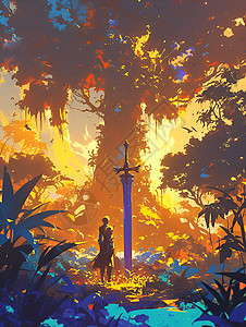 大树下的利剑背景图片