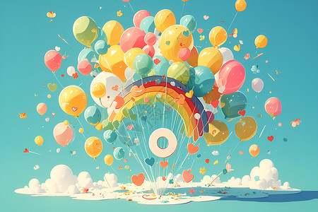 彩虹气球背景图片