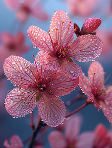 春天的粉红樱花背景图片