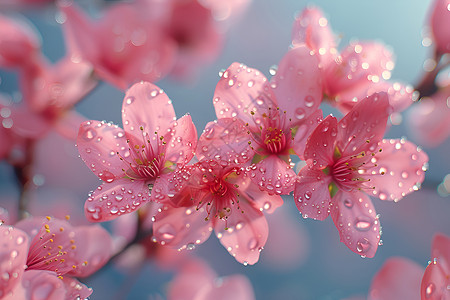 带水滴的樱花背景图片