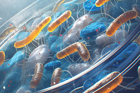 微观的微生物悬浮插画插画
