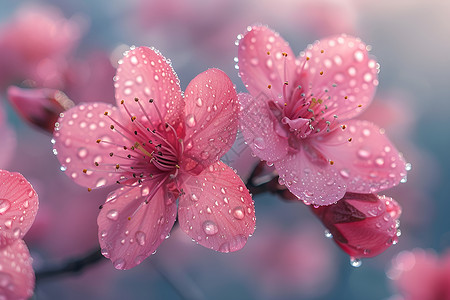 春日梦幻粉色樱花背景图片