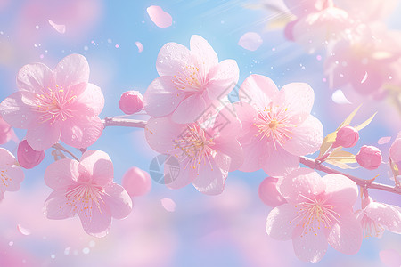 阳光下的樱花背景图片