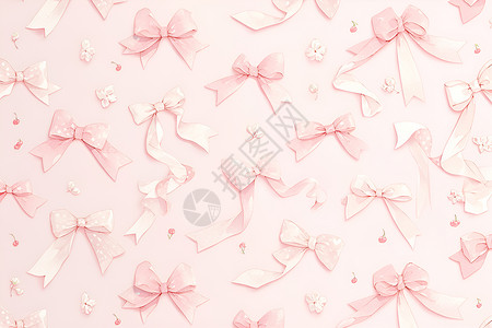 粉色丝带和平鸽梦幻粉色蝴蝶结插画