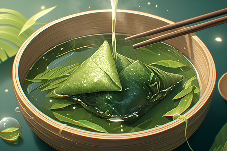茶水中的粽子背景图片