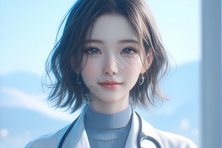 医生护士形象年轻的白衣天使插画