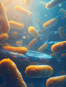 乳杆菌黄蓝色的微生物插画