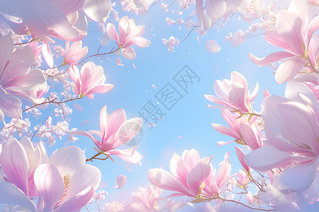 春日绽放的玉兰花背景图片