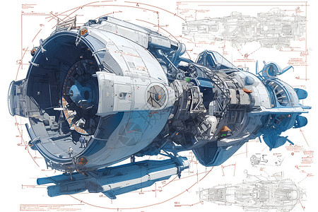 太空船设计蓝图背景图片