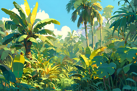 热带丛林的绘画背景图片
