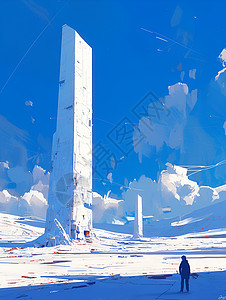 寒冰中的白色方尖碑背景图片