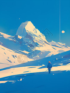 可可西里无人区雪山与夜空相映插画