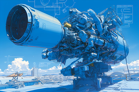 太空战舰未来太空飞船设计蓝图插画