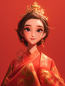 华服少女绚丽插画背景图片