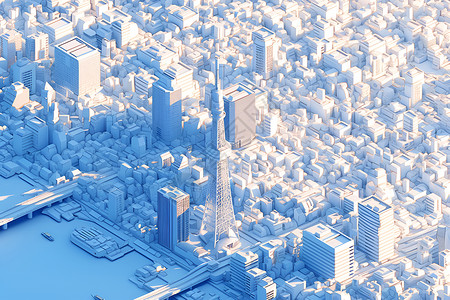 东京著名建筑虚拟东京城市建筑插画